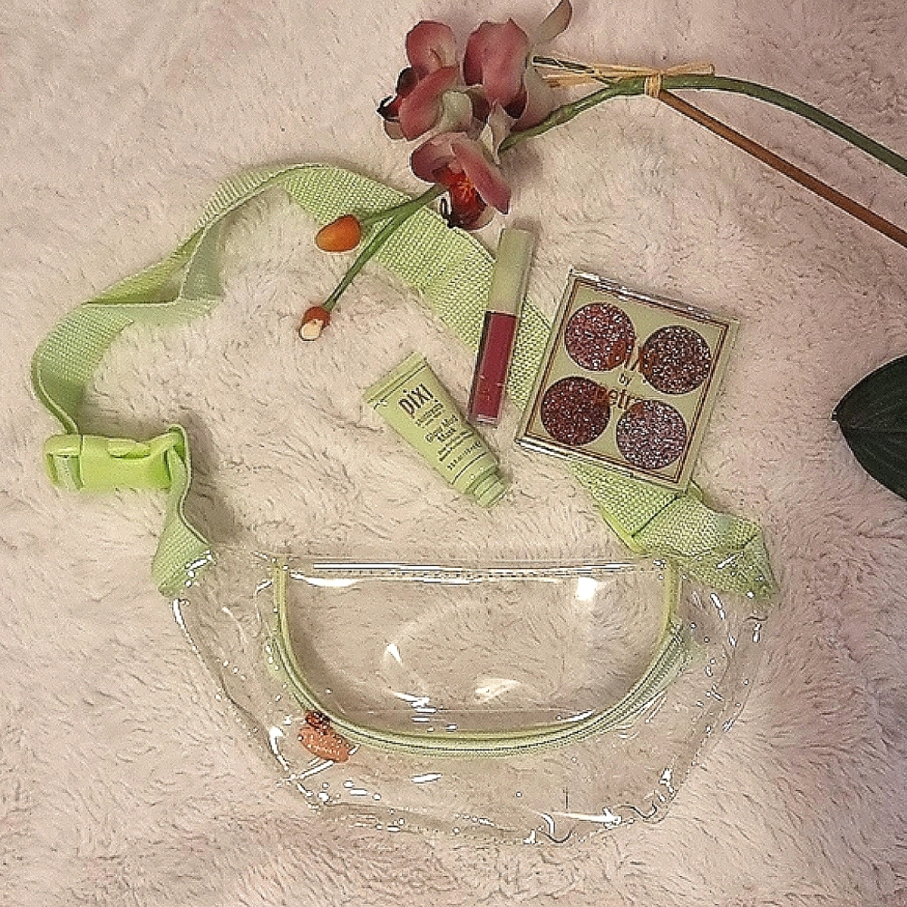 NWT Pixi Waist Bag, Glitter Eye Quad, Glossy Lip Maximizer, & Glow Mud Mask